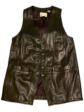 Vintage Longline Leather Vest Dana Buchman Petites Sz M - GREAT CONDITION!